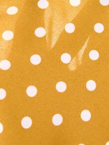 SHEIN Clasi Vestido de manga corta para mujer con bajo asimétrico, parte delantera corta y parte trasera larga, talla grande - Amarillo Mostaza - Ver 3