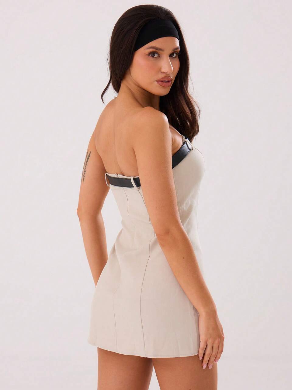 Vestido Mini Elegante com Detalhe em Faixa Empresarial, Sexy, Fofo, Primavera, Verão, Noiva, Despedida de Solteira, Casamento