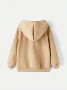 SCOOBY-DOO X SHEIN 年轻男孩休闲卡通狗和大脚越野车印花卡其色运动衫，适合秋冬季