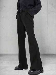 Manfinity Hypemode Men's Solid Color Daily Wear Flared Dress Pants