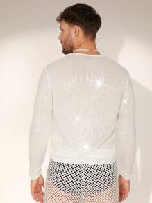 FeverCity Men's Mesh-Lined  Patch Round Collar Long Sleeve T-Shirt - Multicolor - View 3