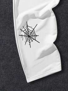 Manfinity LEGND Plus Letter Graphic Drawstring Waist Sweatpants - White - View 6