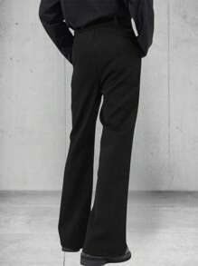 Manfinity Hypemode Men's Solid Color Daily Wear Flared Dress Pants