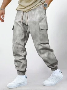 Manfinity Homme Men's Fashionable Simple Solid Color Pants With Big Pockets - Multicolor - View 4