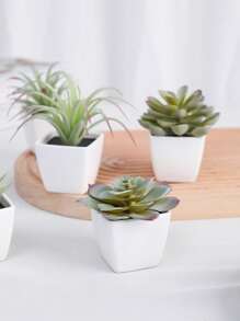 1 pezzo/1 set da 6 pezzi Mini piante in vaso di simulazione - Adatto per decorazione domestica, come scrivanie, scaffali per libri, davanzali, nonché decorazioni per matrimoni e feste, San Valentino, regali di compleanno, laurea, decorazione per la stanza Back to School, forniture scolastiche