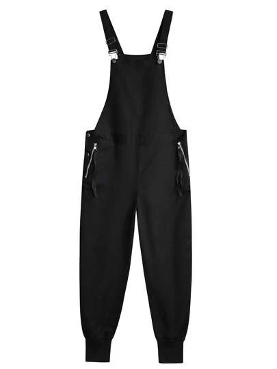 Manfinity Roughcore Men's Casual Zipper Design Suspenders Jumpsuit, For Fall