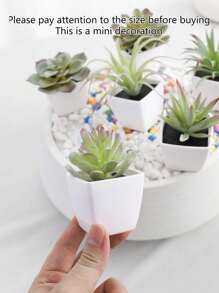 1 pezzo/1 set da 6 pezzi Mini piante in vaso di simulazione - Adatto per decorazione domestica, come scrivanie, scaffali per libri, davanzali, nonché decorazioni per matrimoni e feste, San Valentino, regali di compleanno, laurea, decorazione per la stanza Back to School, forniture scolastiche