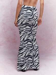MISSGUIDED Falda larga ajustado con estampado de cebra
