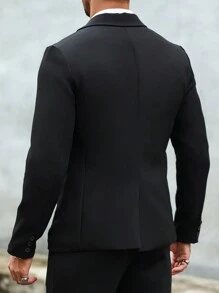 Manfinity Mode Men's Solid Color Simple Casual Suit Jacket