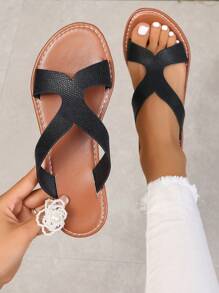 Ciabatte casual piatte in stile coreano per donne, per l'estate, sandali infradito, per l'autunno, nuovi sandali piatti stile romano intrecciato alla moda, adatte per gonne, spiagge, ville, scarpe piatte bianche, scarpe piatte da donna, scarpe da passeggio blu navy, scarpe di cristallo per donne, scarpe in tessuto, scarpe piatte slouchy, scarpe piatte da spiaggia con suola spessa, con lacci, ciabatte scintillanti, mule, ciabatte.