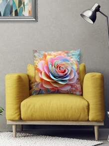 1 funda de almohada decorativa de poliéster con diseño floral 3D con cremallera oculta, el relleno de almohada no está incluido - Multicolor - Ver 2