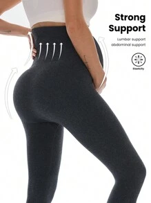 SHEIN Maternity Solid Color Simple Daily Sports Leggings, Long Pants - Multicolor - View 3