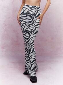 MISSGUIDED Falda larga ajustado con estampado de cebra