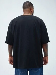 Manfinity VCAY Men's Plus Size Casual David Sculpture Printed Loose Fit Drop Shoulder Round Neck Short Sleeve T-Shirt, Suitable For Summer Daily Wear