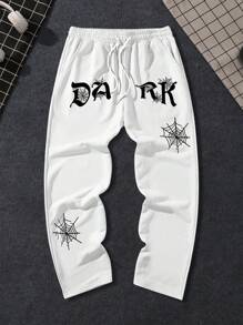 Manfinity LEGND Plus Letter Graphic Drawstring Waist Sweatpants - White - View 1