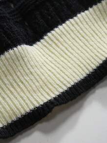 Claim Dot 加大號條紋開織毛衣背心 - 彩色 - 查看 6