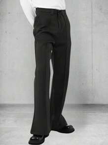 Manfinity Hypemode Men's Solid Color Daily Wear Flared Dress Pants