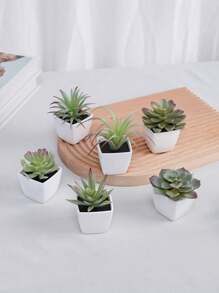 1 pezzo/1 set da 6 pezzi Mini piante in vaso di simulazione - Adatto per decorazione domestica, come scrivanie, scaffali per libri, davanzali, nonché decorazioni per matrimoni e feste, San Valentino, regali di compleanno, laurea, decorazione per la stanza Back to School, forniture scolastiche
