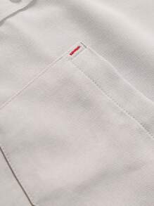 Manfinity Mode Men's Solid Color Long Sleeve Pocket Daily Commuting Casual Shirt, Spring & Summer, Beige Men Shirt, Fall - Khaki - View 4