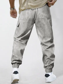 Manfinity Homme Men's Fashionable Simple Solid Color Pants With Big Pockets - Multicolor - View 2