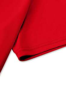 Manfinity Homme 男士夏季休閒短袖T恤，圓領，印有字母印花 - 紅色 - 查看 3