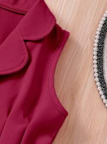 SHEIN Young Girl Ladylike Sleeveless Vest And Trousers Set With Flat Collar, Spring And Summer