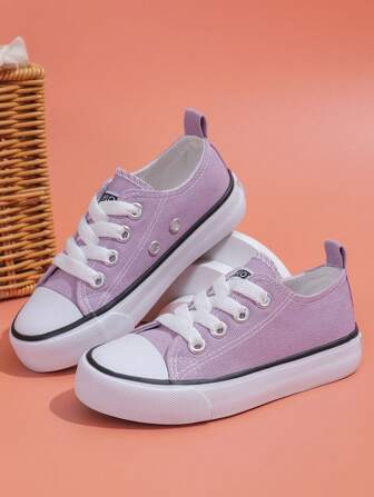 Comfortable Lace-Up Children's Canvas Shoes, Flat And Non-Slip Girls' Student Shoes