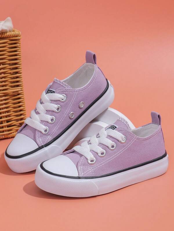 Comfortable Lace-Up Children's Canvas Shoes, Flat And Non-Slip Girls' Student Shoes