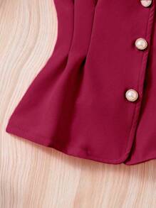 SHEIN Young Girl Ladylike Sleeveless Vest And Trousers Set With Flat Collar, Spring And Summer