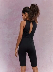 MISSGUIDED Twist Detail Cut Out Waist Short Tank Jumpsuit - Black - View 2