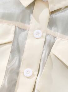 青少女長袖口袋休閒防曬外套 - 杏色 - 查看 5