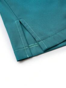 TaskEZ Soft And Comfortable Half Zipper Pullover With Long Sleeve, Fall/Autumn Solid Color 4-Pocket Stretch Zipper V-Neck Stand Collar Scrub Uniform Top