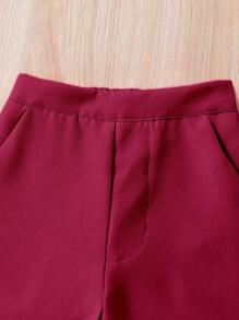 SHEIN Young Girl Ladylike Sleeveless Vest And Trousers Set With Flat Collar, Spring And Summer