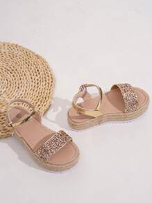 Cute Glitter Thick Bottom Rope Fashion Children's Sandals For Girls - Champagne - View 4