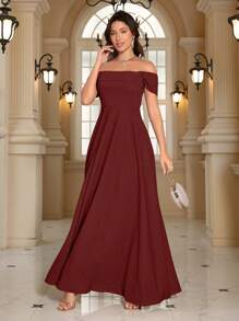 Strapless Sweetheart Neckline Long Evening Dress - Red - View 1