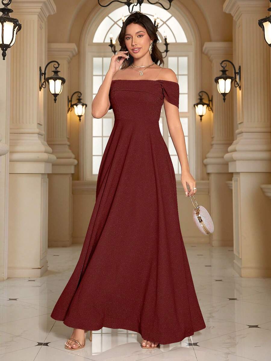 Strapless Sweetheart Neckline Long Evening Dress - Red - View 1