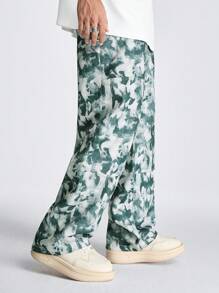 Manfinity NXTstreet Men's Loose Digital Print Woven Straight Pants - Dark Grey - View 2