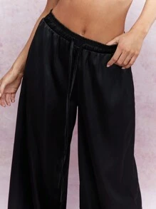 MISSGUIDED Wide Leg Pants With Drawstrings Business Casual Outfit