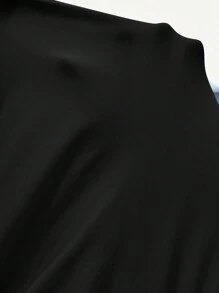 SHEIN Privé 優雅大尺碼黑色無袖裙，採用打褶式圓領和A字型剪裁，非常適合夏季度假和街頭穿著 - 黑色 - 查看 11