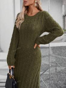 Knit Mix Mori Style Long Sleeve Hollow Knitted Dress (Random Pattern)
