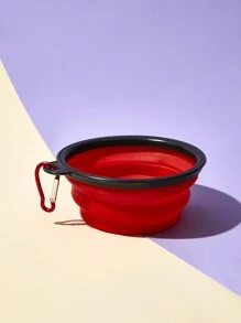 PETSIN 1入組便攜式戶外狗碗批發摺疊式寵物碗慢餵食硅膠掛食餐碗，適用於狗和貓 - 紅色 - 查看 2