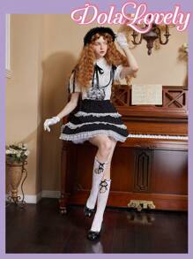 Dola Lovely 女士时尚百搭经典户外连衣裙搭配黑色蝴蝶结高跟鞋圣诞女巫秋季新年假期