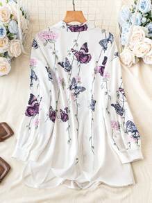 EMERY ROSE Plus Butterfly Print Drop Shoulder Shirt