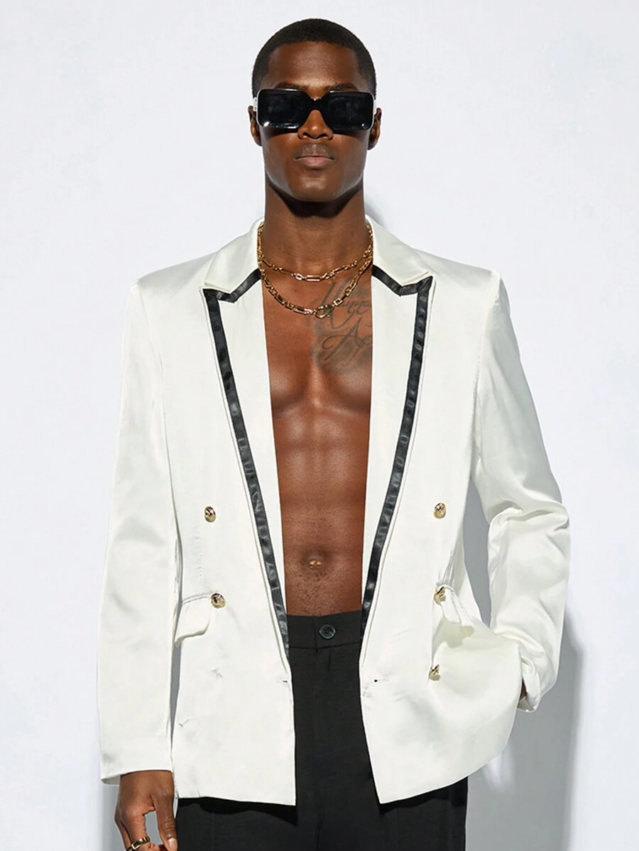 Manfinity VCAY 1 Stück Herren Sommer Prachtvoll Gewebter Business Lässig Hochzeit Party Oversized Halloween Blazer, für Herbst und Winter