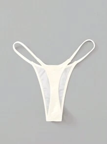 Swim Basics Bottom de bikini sexy de unicolor blanco para mujeres, ideal para playa y verano