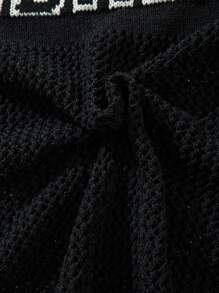 Giacca a maglia stile universitario unisex, nuova collezione autunno/inverno, con intarsio numerico, frange consumate e apertura anteriore - nero - Visualizzare 5