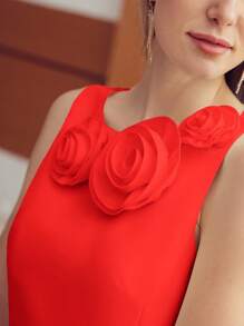 MOTF PREMIUM 3D FLORAL PATCHED A LINE DRESS