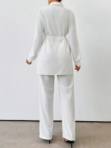 EURMUSE Burgundy Chic Two-Piece Outfit - White - View 2