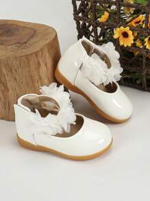 1pair New Outdoor Flat Shoes For Autumn And Winter, Cute Baby Walking Shoes, Fashionable Flat Shoes For Baby Girls Indoors/Outdoors - White - View 3