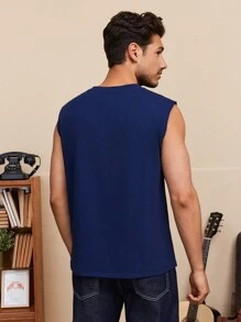 FRIENDS X SHEIN Débardeur tricoté décontracté pour homme avec impression de lettres et de chiffres